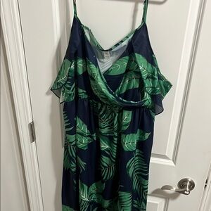 SHEIN Green Leaf Print Maxi Dress